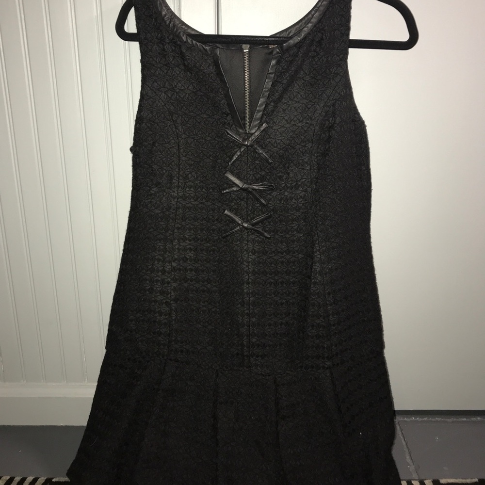 Free People black dress with leather bows
